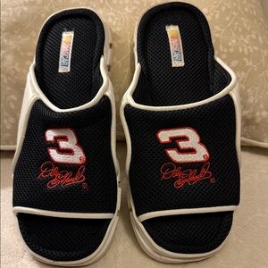 NASCAR Black and White #3 Dale Earnhardt Slide Sandals Flip Flop Red Embroidery